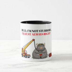 Caneca Citação engraçada de Touro Teimoso - Humor Eu Esto