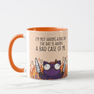 Caneca Citação engraçada sarcástica caótica gato dia ruim