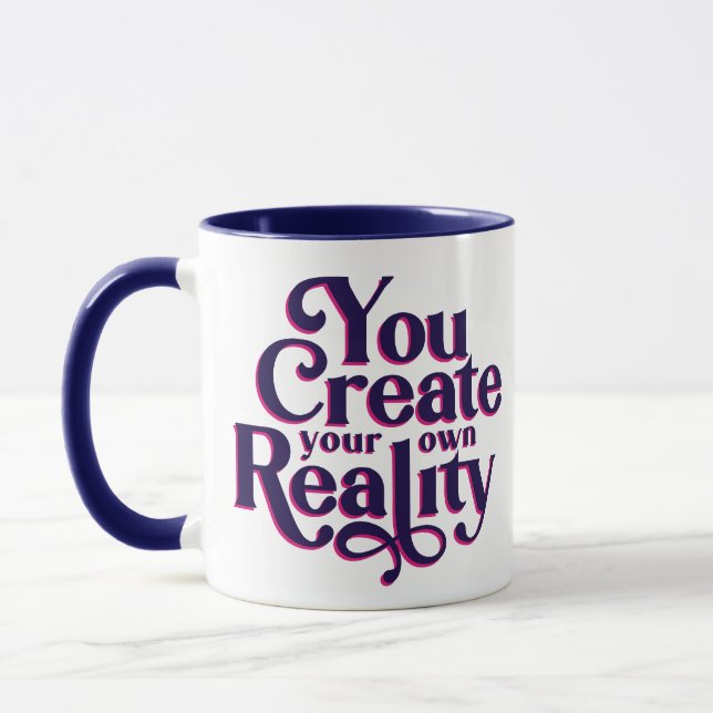 Caneca Citação Espiritual de Tipografia de Realidade cria (Esquerda)