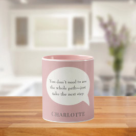 Caneca Citação inspiradora de meta em rosa marfim empoeir