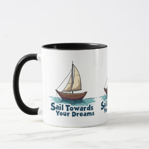 Caneca Citação Inspiradora Náutica de Veleiro Antigo