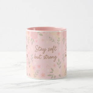 Caneca Citação Inspiradora Rosa Floral – Permaneça Suave