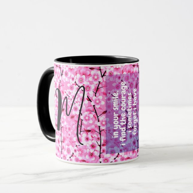 Caneca Citação Para Minha Irmã | Presente Floral Rosa Mon (Frente Esquerda)