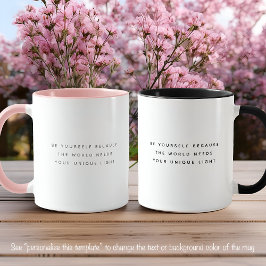 Caneca Citação Única de Luz Fonte Cinza Tendência Duas Co