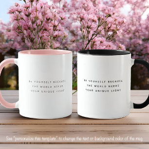 Caneca Citação Única de Luz Fonte Cinza Tendência Duas Co