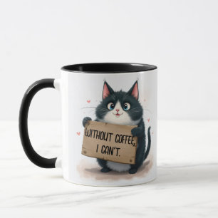 Caneca Citações Divertidas de Café com Gato