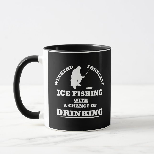 Caneca Citações engraçadas sobre pesca no gelo com álcool (Esquerda)