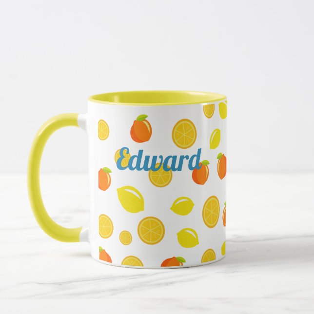 Caneca Citrus alegres: Limões e Laranjas (Esquerda)