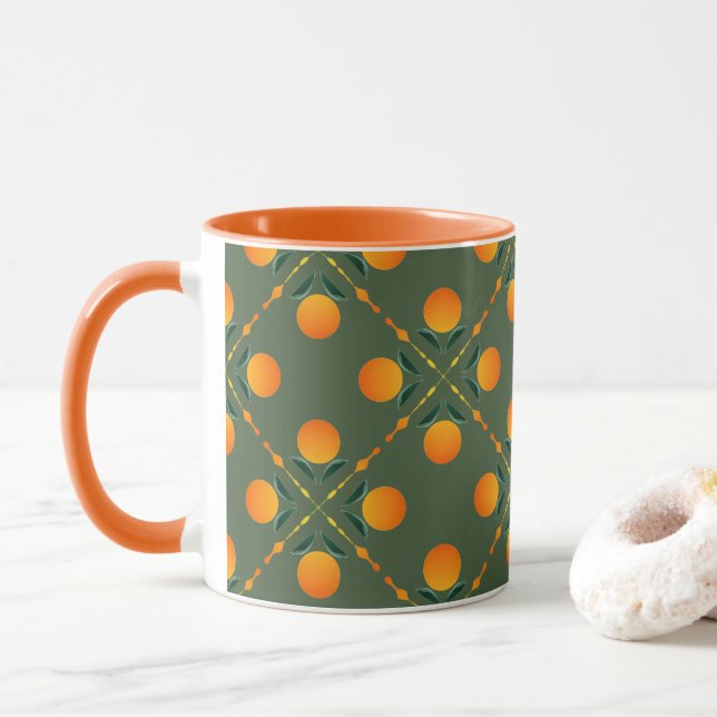 Caneca Citrus Quilt Impressão Graphic Art (Com Donut)