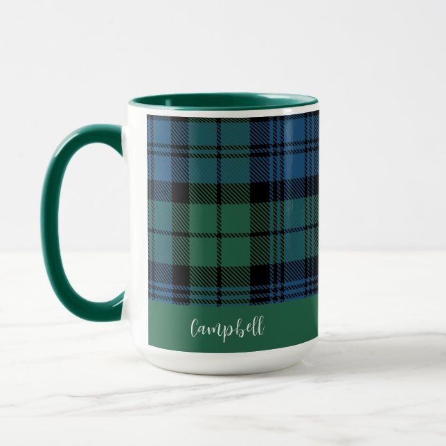 Caneca Clã Personalizada Clã Campbell Tartan do Script de (Esquerda)