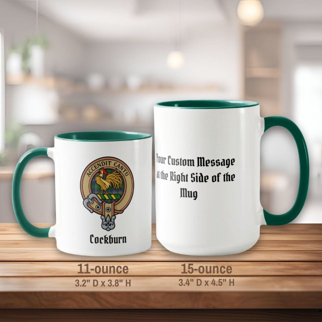 Caneca Clan Cockburn Crest sobre Tartan (Criador carregado)