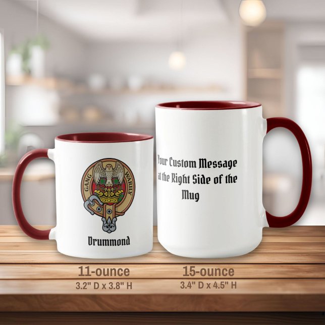 Caneca Clan Drummond Crest sobre Tartan (Criador carregado)