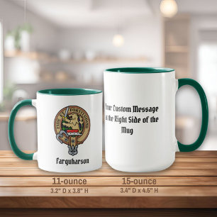 Caneca Clan Farquharson Crest sobre Tartan Mug