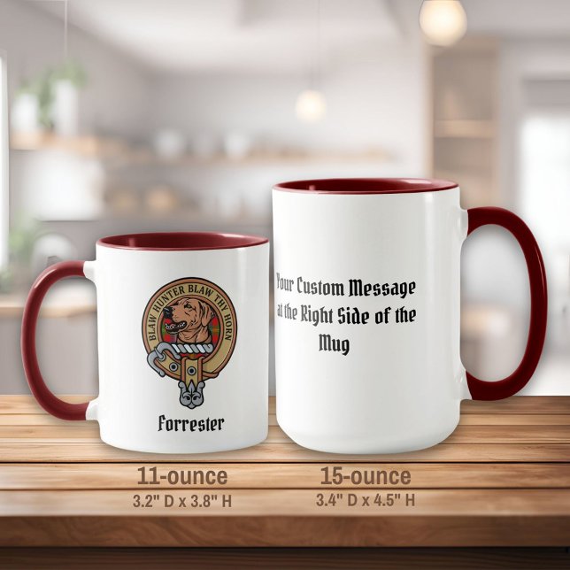 Caneca Clan Forrester Crest sobre Tartan (Criador carregado)
