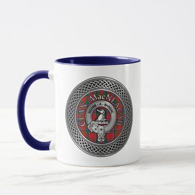 Caneca Clan MacNeacail | MacNicol Crest & Tartan Knot (Esquerda)