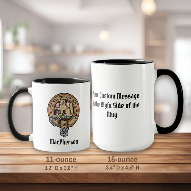 Caneca Clan MacPherson Crest sobre caçar Tartan Mug (Criador carregado)