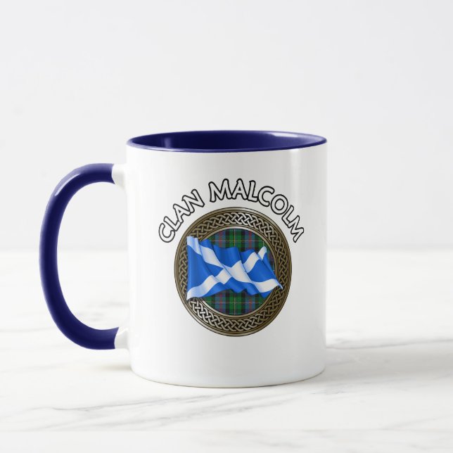 Caneca Clan Malcolm Tartan Knot & Flag (Esquerda)