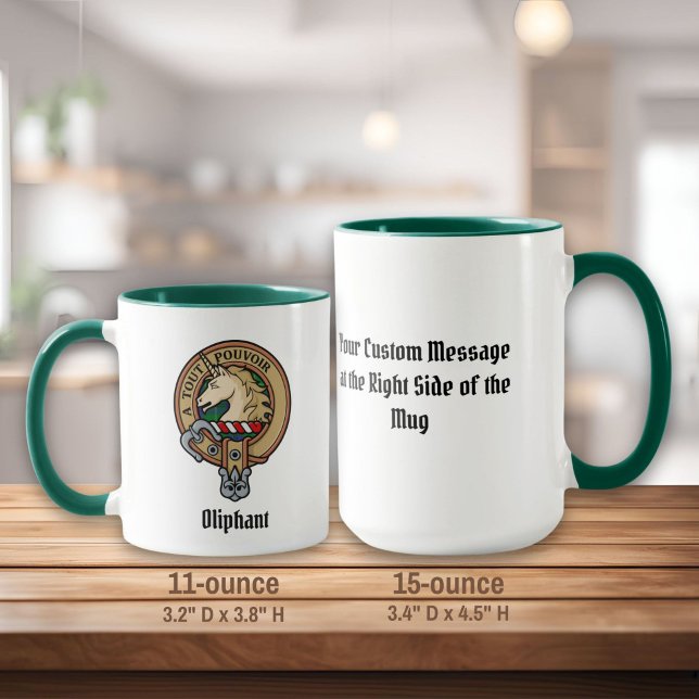 Caneca Clan Oliphant Crest sobre Tartan Mug (Criador carregado)