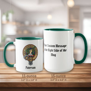 Caneca Clan Paterson Crest sobre Tartan