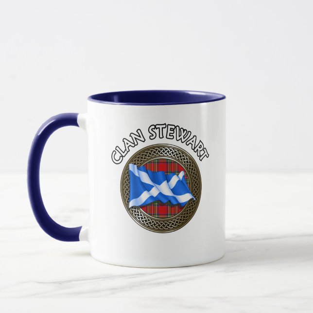 Caneca Clan Stewart Tartan Knot & Flag (Esquerda)