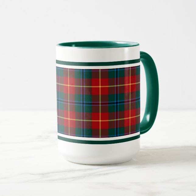 Caneca Clan Turnbull Tartan Forest Green e Red Xadrez (Frente Esquerda)
