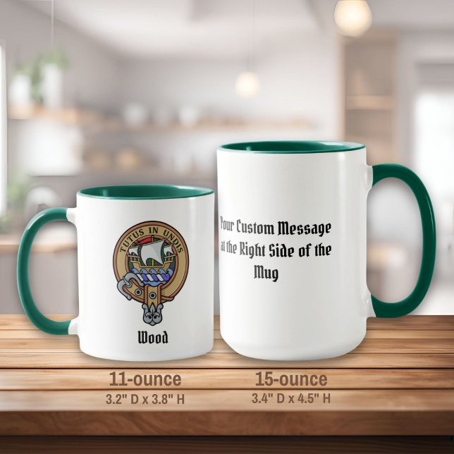 Caneca Clan Wood Crest sobre Tartan (Criador carregado)