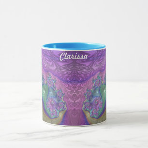 Caneca ~ CLARISSA ~ GLOSSY 3D Verde Roxo Azul