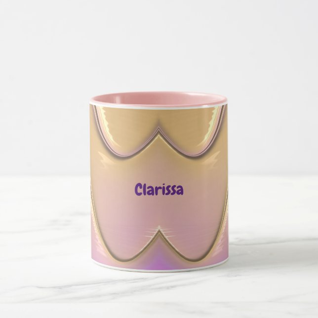 Caneca CLARISSA ~ Zany 3D ~ Rosa, Dourado e roxo (Centro)