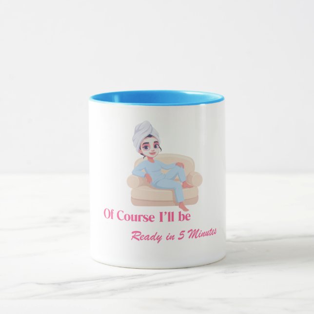 Caneca Claro que Estarei Pronta em 5 Minutos (Centro)