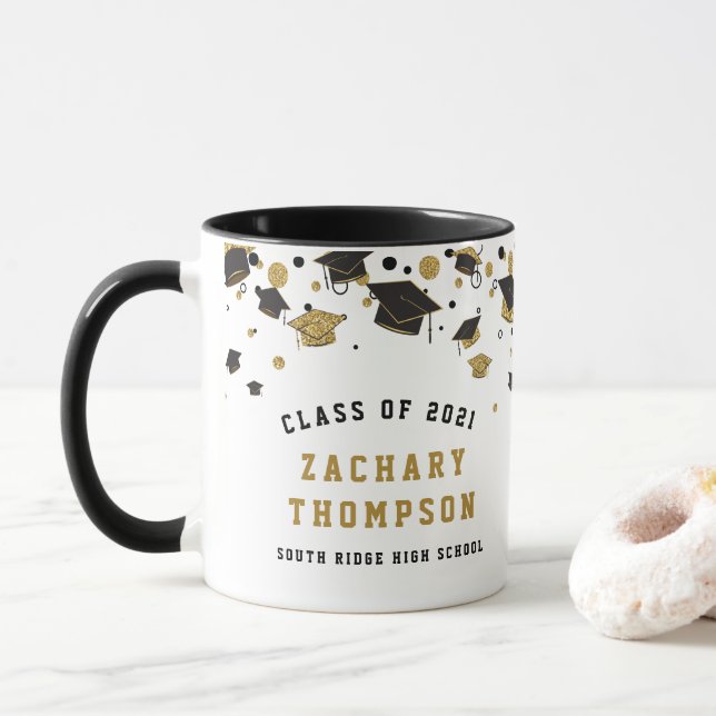Caneca Classe de Formatação Dourada e Negra de 2021 (Com Donut)