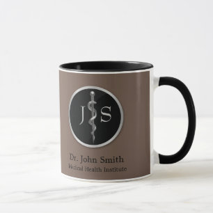 Caneca Classe Médica Nobre Haste de Asclépio Prata