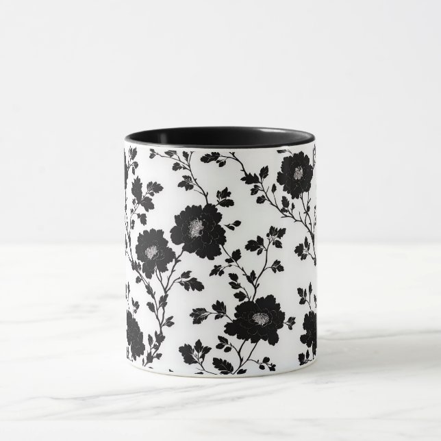 Caneca Classic High Contrast Black Floral Silhouette (Centro)