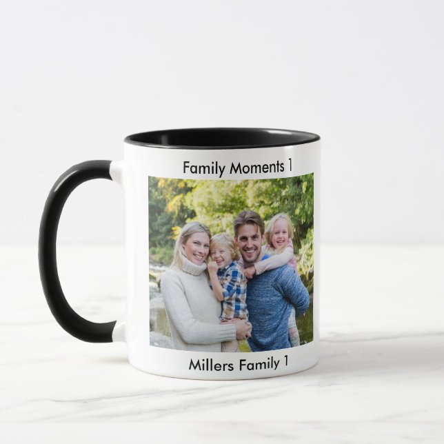 Caneca Classic Modern Two Photo Minimalist Family Keepsak (Esquerda)