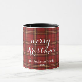 Caneca Classic Plaid Merry Christmas Festive -