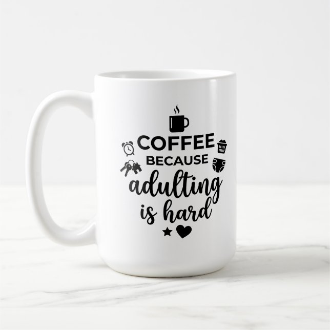 Caneca Clássica 15 oz Citação de Café da Vida Dive (Esquerda)