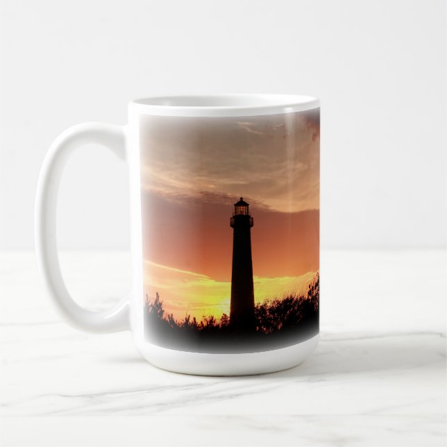 Caneca clássica, 15oz. Farol de Cape May, N.J (Esquerda)