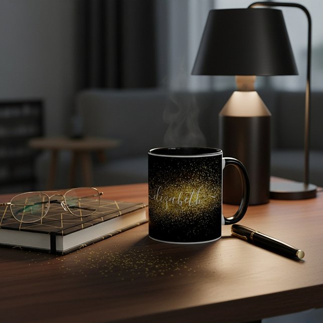 Caneca Clássica brilho de ouro personalizado (Criador carregado)