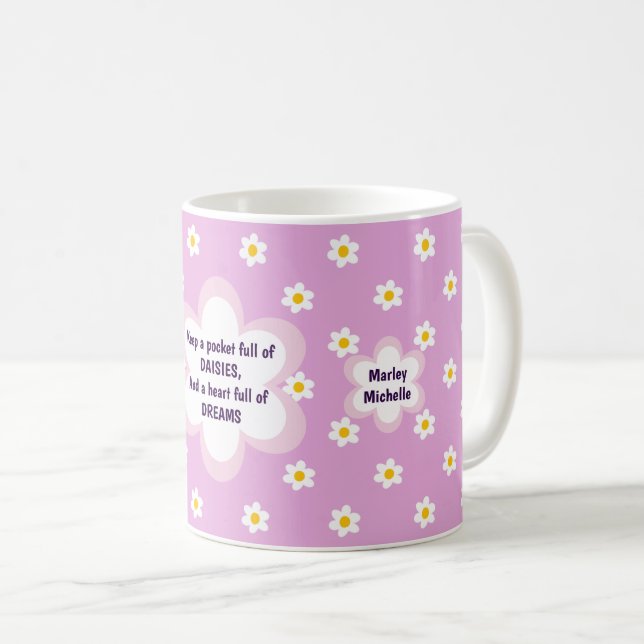 Caneca Clássica de Café com Corrente de Margaridas (Frente Esquerda)