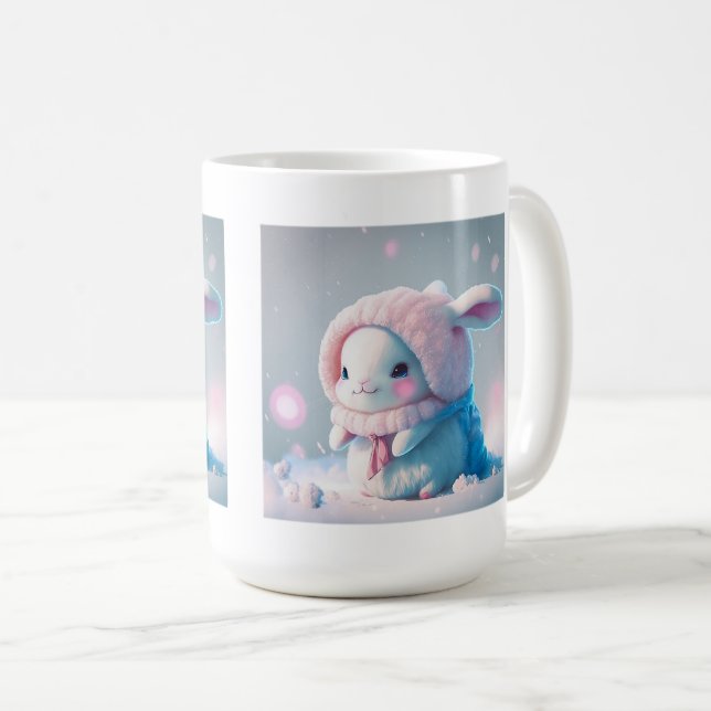 Caneca Clássica de Coelhinho de inverno, 15 oz (Frente Esquerda)