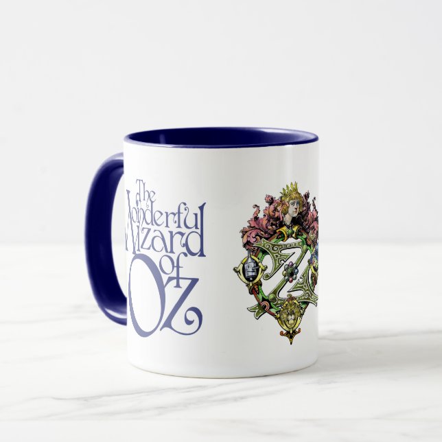 Caneca Clássica do Mágico de Oz Azul Real e Branco (Frente Esquerda)