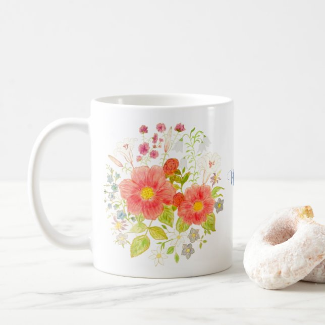 Caneca Clássica Floral Com Texto (Com Donut)