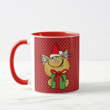 Caneca Clássica Meowy Natal Gato 330ml