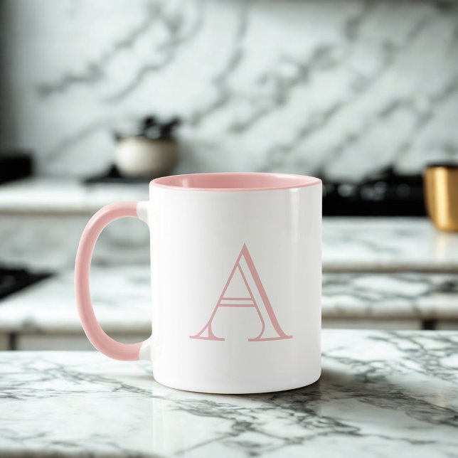 Caneca Clássico alfabeto rosa A Monograma Café Mug (A classic monogram in a classic font on this mug. Suitable for any gifting occasion)