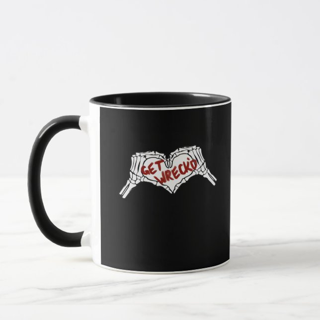 Caneca Clássico de coração da mão do esqueleto destruído (Esquerda)