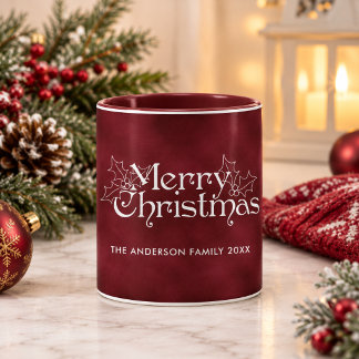 Caneca Clássico Natal Vermelho Veludo Alegre Nome