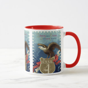 Caneca Clássico Patriótico Quatro de Julho, Águia com Est