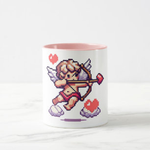 Caneca Clássico/Vintage do Dia dos Namorados de 8 bits Cu