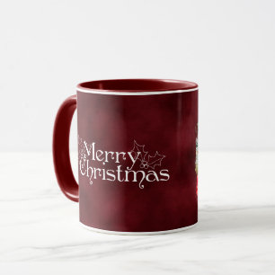Caneca Clássico Vintage Vermelho Feliz Natal Escova Foto