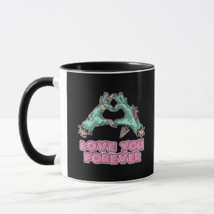 Caneca Clássico Zombie - Coração E Mãos De Esqueleto