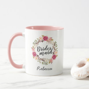 Caneca Classy Boho Floral Wreath Bridesmaid Favor